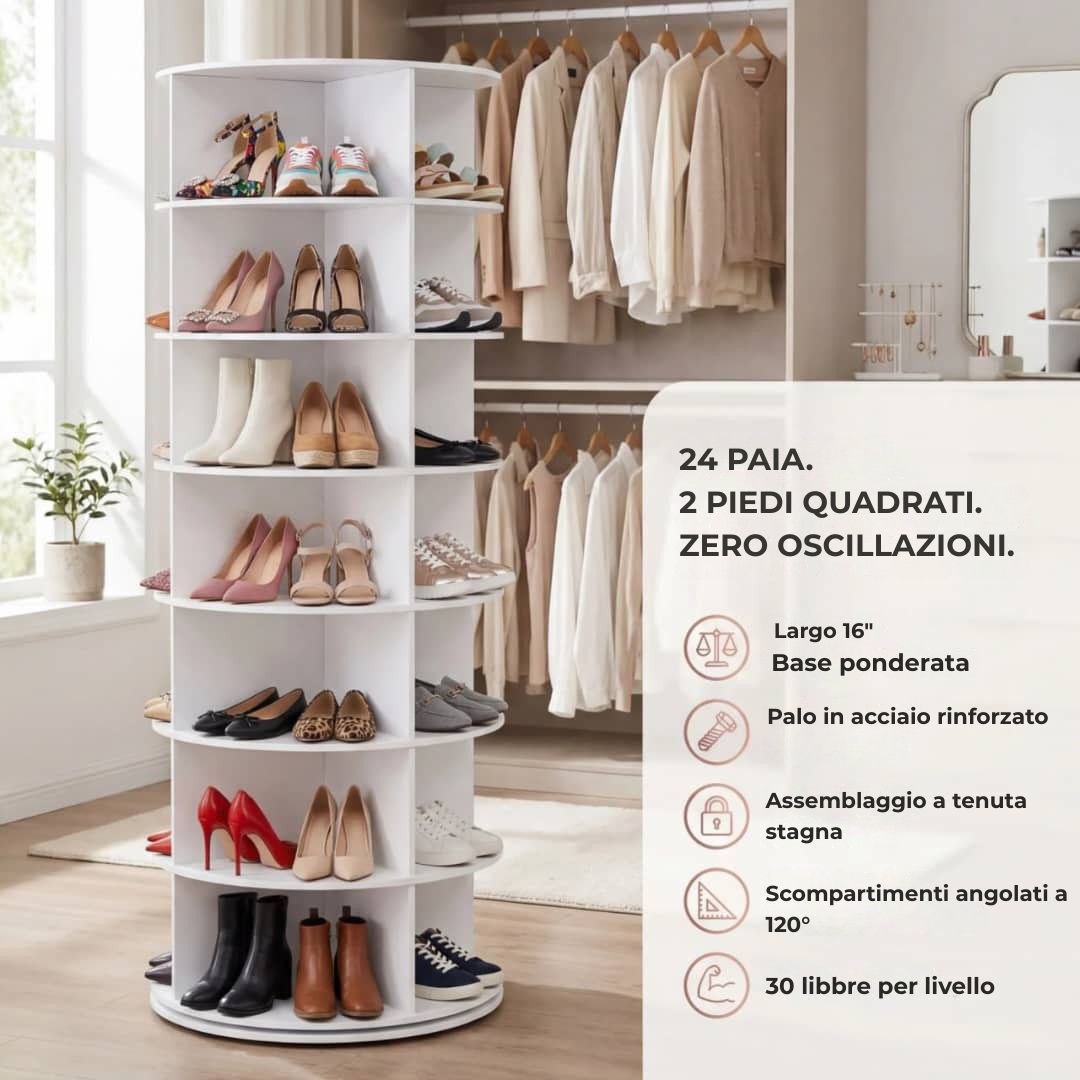 Lumen: Scaffale rotante a 360° per scarpe