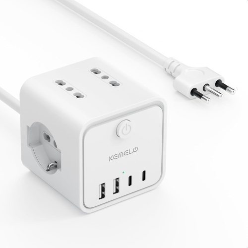 Ciabatta Compatta Multi‑Presa con USB e Cavo di 2 Metri