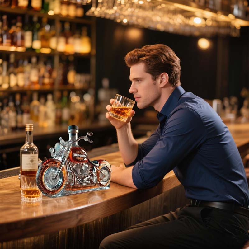 Bottiglia di vino creativa in vetro per moto