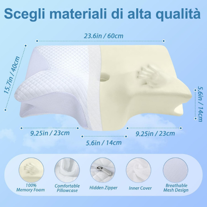 Cuscino Ergonomico in Memory Foam per il Supporto di Collo e Colonna