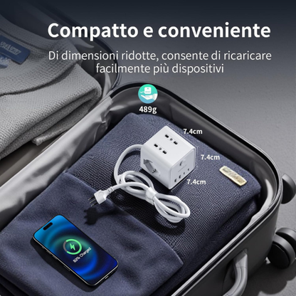 Ciabatta Compatta Multi‑Presa con USB e Cavo di 2 Metri