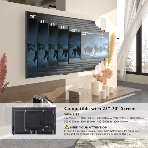 Supporto da Parete Full‑Motion per TV Piatte e Curve