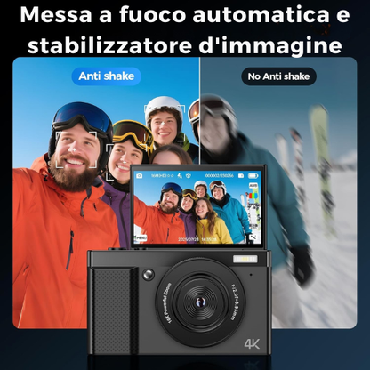 Fotocamera Digitale 4K con Schermo Ribaltabile per Foto e Video Straordinari