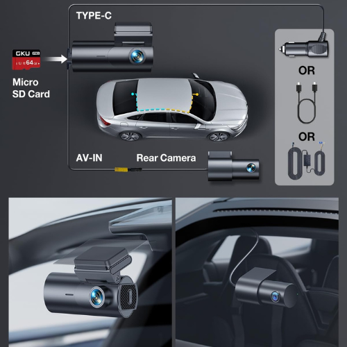 Dashcam Doppia 4K Ultra Nitida per Sicurezza Anteriore & Posteriore