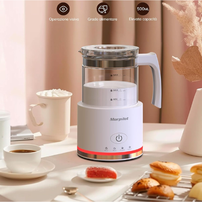 Elegante Montalatte Elettrico 4‑in‑1 per Schiuma Calda e Fredda Cremosa