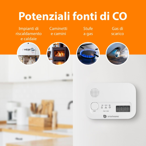 Rilevatore Avanzato di Monossido di Carbonio con Sensore da 10 Anni e Display LCD