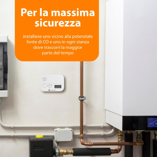 Rilevatore Avanzato di Monossido di Carbonio con Sensore da 10 Anni e Display LCD