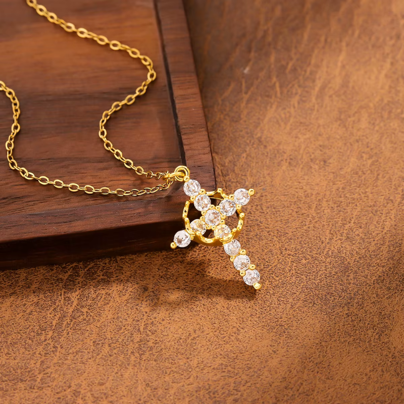 Collana protettiva con croce e corona + Ebook in omaggio