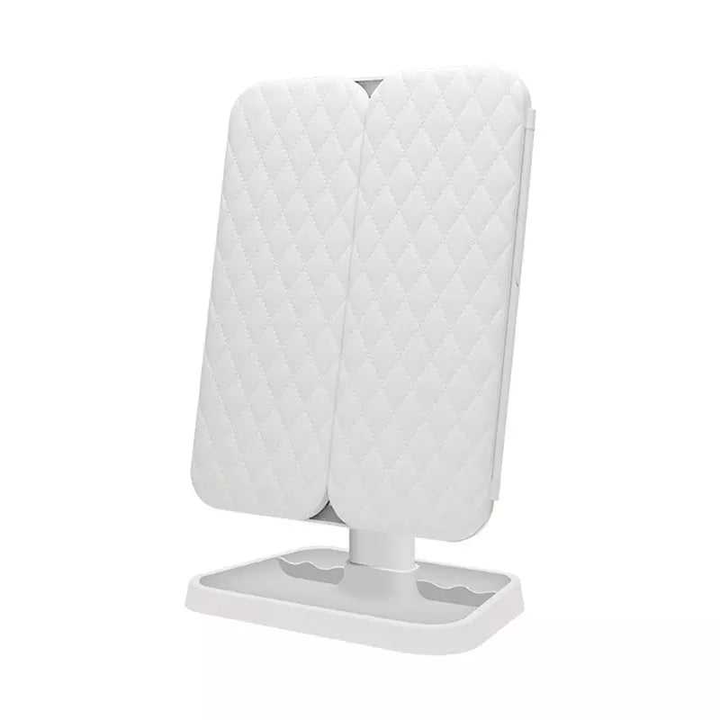 Specchio cosmetico LED pieghevole in tre parti