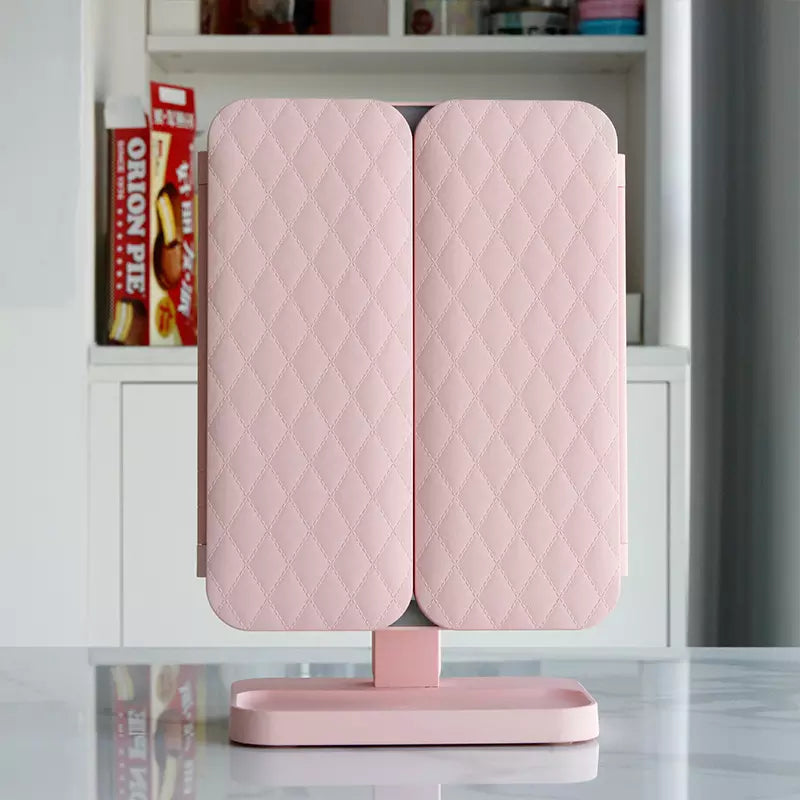 Specchio cosmetico LED pieghevole in tre parti