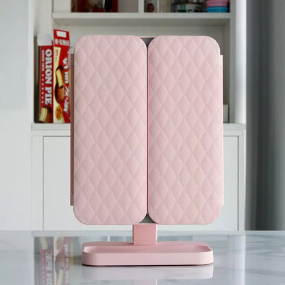 Specchio cosmetico LED pieghevole in tre parti