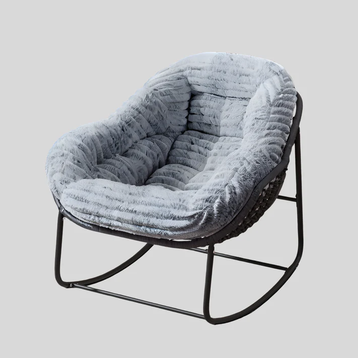 Pluffy - Poltrona a dondolo in peluche ultra-morbida