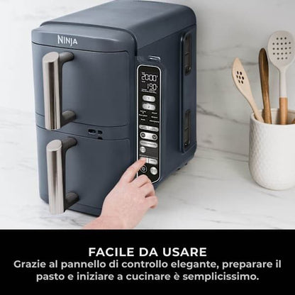 Friggitrice ad aria Ninja Double Stack XL a 2 livelli con sistema di cottura intelligente 9,5 L Cyber Space