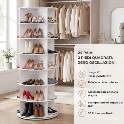 Lumen: Scaffale rotante a 360° per scarpe