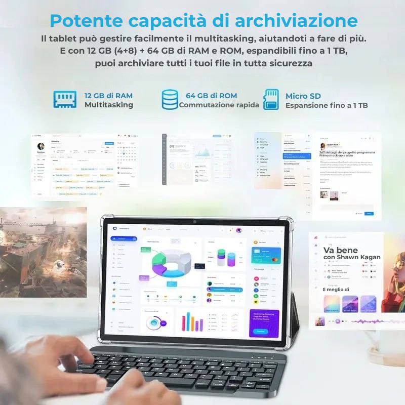 Lumen Tablet 2 in 1 con tastiera e mouse
