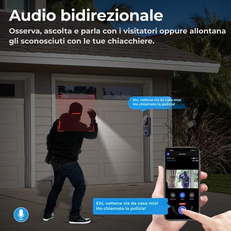 Videocamera wireless per campanello da 1080p