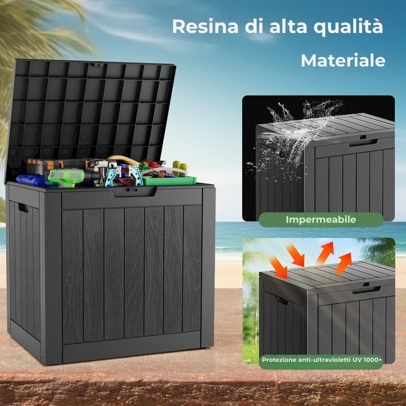 Contenitore da esterno da 118 litri, impermeabile e resistente ai raggi UV