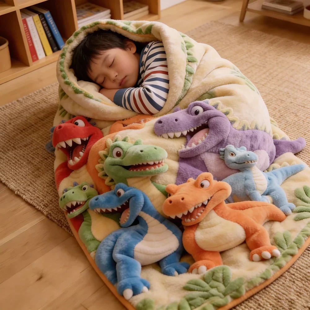Dinozy™ Coperta dinosauro sensoriale 3D